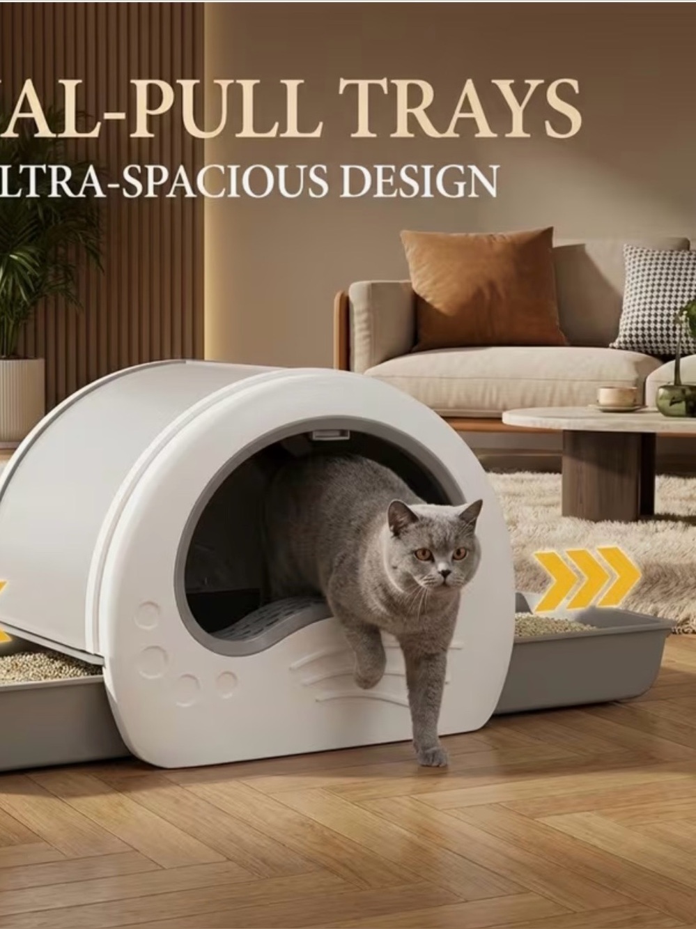 Modern White Covered Cat Litter Box (White)